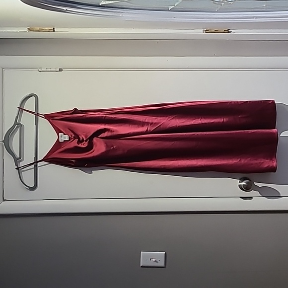 Nicole Miller NY slip dress size Small Midi silky maroon - Picture 11 of 15